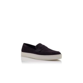 ELLIS marinblå slip-on-Loafers i mocka