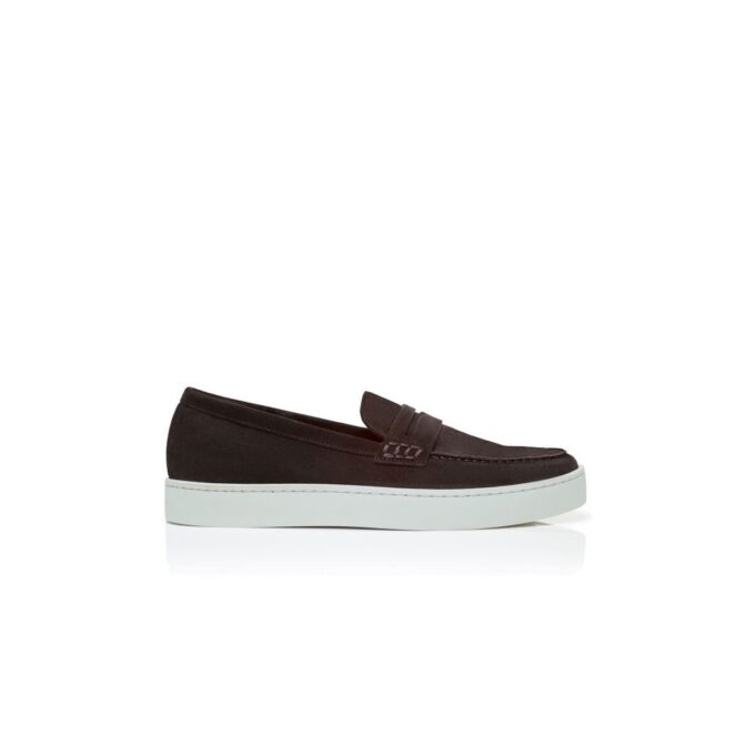 ELLIS Mörkbruna slip-on-Loafers i mocka