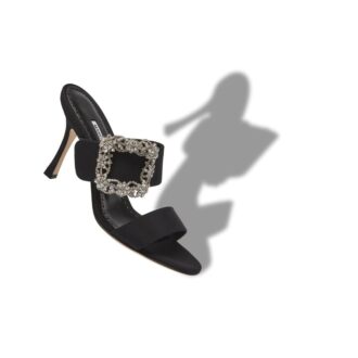 Gable JEWEL Svarta mules i crepe de chine med spännen