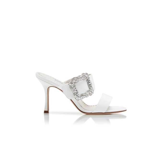 Gable JEWEL Vita mules i crepe de chine med spännen Gable JEWEL Vita mules i crepe de chine med spännen