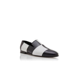 GAULA Loafers i svart och vitt kalvskinn