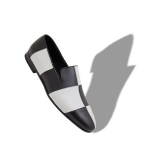 GAULA Loafers i svart och vitt kalvskinn