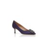 Hangisi 50 Mörkblå satin pumps med spänne