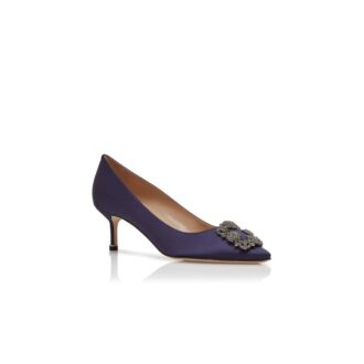 Hangisi 50 Mörkblå satin pumps med spänne