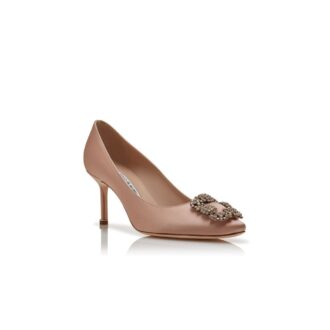 Hangisi 70 Beige satin pumps med spännen