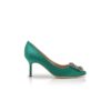 Hangisi 70 Gröna satin pumps med smyckesknäppe Hangisi 70 Gröna satin pumps med smyckesknäppe