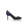 Hangisi 70 Marinblå satin pumps med smyckespänne Hangisi 70 Marinblå satin pumps med smyckespänne