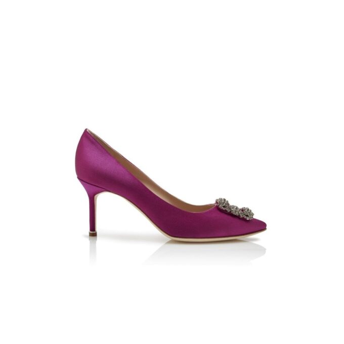 Hangisi 70 Mörkfuchsia satin pumps med spänne