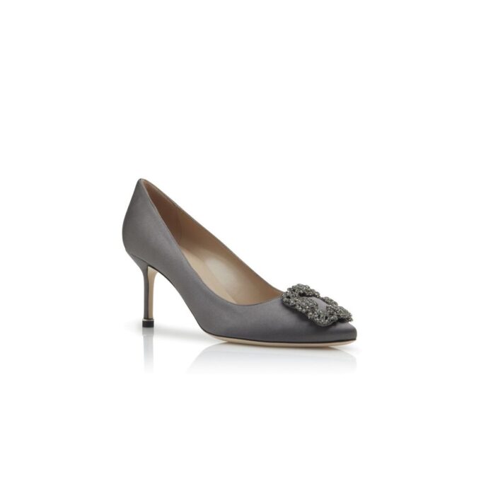 Hangisi 70 Mörkgrå satin pumps med spänne