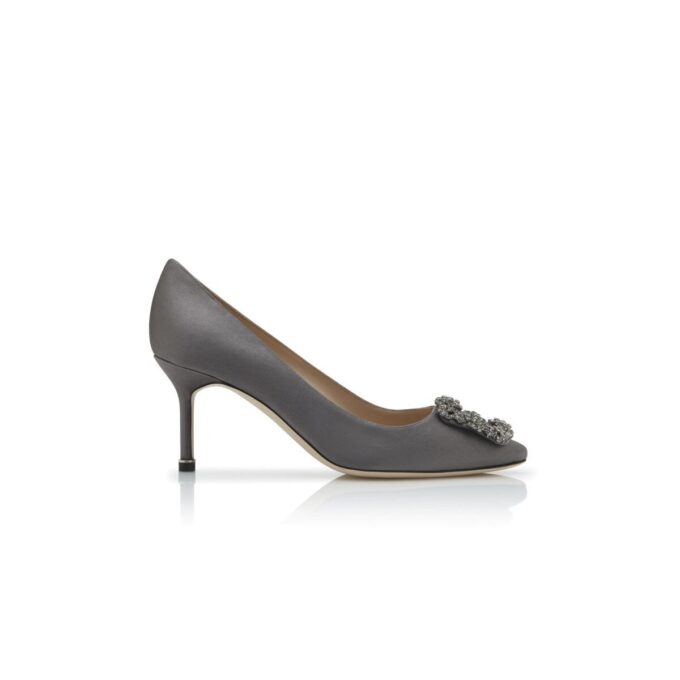 Hangisi 70 Mörkgrå satin pumps med spänne