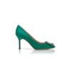 Hangisi 90 Gröna pumps i satin med smyckespänne Hangisi 90 Gröna pumps i satin med smyckespänne