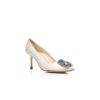 HANGISI BRIDE 70 Vita pumps i satin med smyckespänne HANGISI BRIDE 70 Vita pumps i satin med smyckespänne