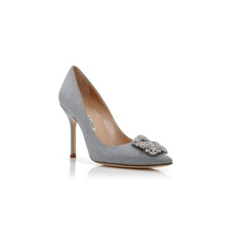 HANGISI GLITTER Pumps i silverglittrande tyg med spännen