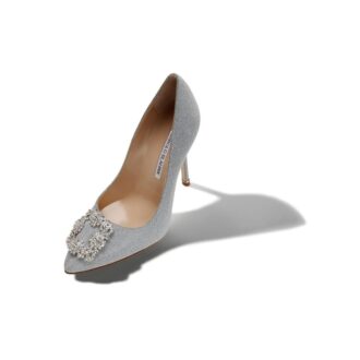HANGISI GLITTER Pumps i silverglittrande tyg med spännen