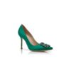 Hangisi Gröna satin pumps med smyckesknäppe