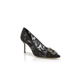 Hangisi LACE 70 Svarta pumps i spets med smyckesspänne Hangisi LACE 70 Svarta pumps i spets med smyckesspänne