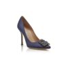 Hangisi Marinblå satin pumps med smyckespänne Hangisi Marinblå satin pumps med smyckespänne