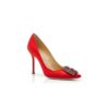 Hangisi Röda satin pumps med spännen