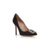 Hangisi svarta satin pumps med spänne Hangisi svarta satin pumps med spänne
