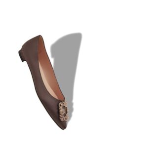 Hangisiflat Bruna platta pumps i satin med smyckespänne