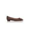 Hangisiflat Bruna platta pumps i satin med smyckespänne
