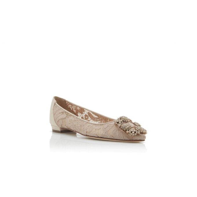 Hangisiflat LACE Rosa champagnefärgade spetspumps med spännen Hangisiflat LACE Rosa champagnefärgade spetspumps med spännen