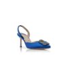 HANGISLI Blå satinpumps med smyckespänne och slingback HANGISLI Blå satinpumps med smyckespänne och slingback