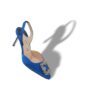 HANGISLI Blå satinpumps med smyckespänne och slingback HANGISLI Blå satinpumps med smyckespänne och slingback
