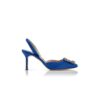 HANGISLI Blå satinpumps med smyckespänne och slingback HANGISLI Blå satinpumps med smyckespänne och slingback