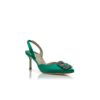 HANGISLI Gröna satinpumps med smyckesspänne och slingback HANGISLI Gröna satinpumps med smyckesspänne och slingback