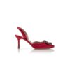 HANGISLI Röda satin pumps med smyckespänne och slingback HANGISLI Röda satin pumps med smyckespänne och slingback
