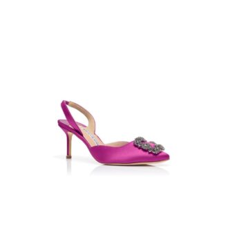 HANGISLI Rosa satinpumps med smyckesspännen