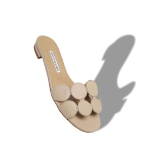 HARIBALMUFLAT Beige nappaläder-sandaler