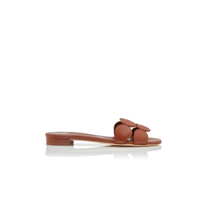 HARIBALMUFLAT Bruna platta sandaler i nappaläder HARIBALMUFLAT Bruna platta sandaler i nappaläder