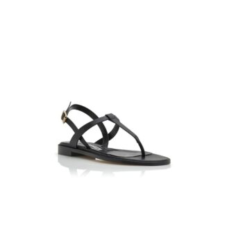 HATA Svarta platta sandaler i kalvskinn