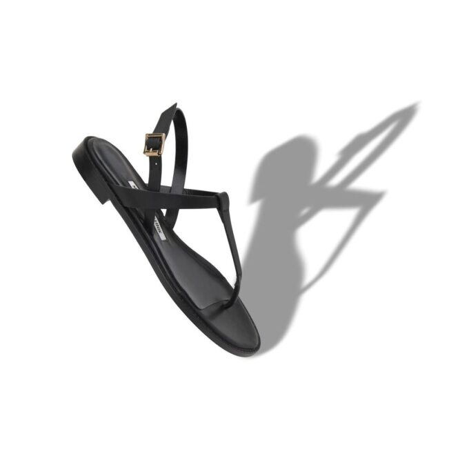 HATA Svarta platta sandaler i kalvskinn HATA Svarta platta sandaler i kalvskinn