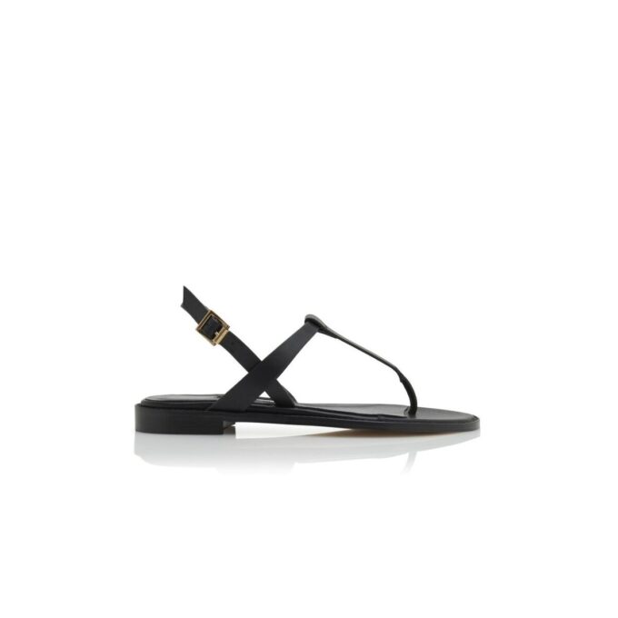 HATA Svarta platta sandaler i kalvskinn HATA Svarta platta sandaler i kalvskinn