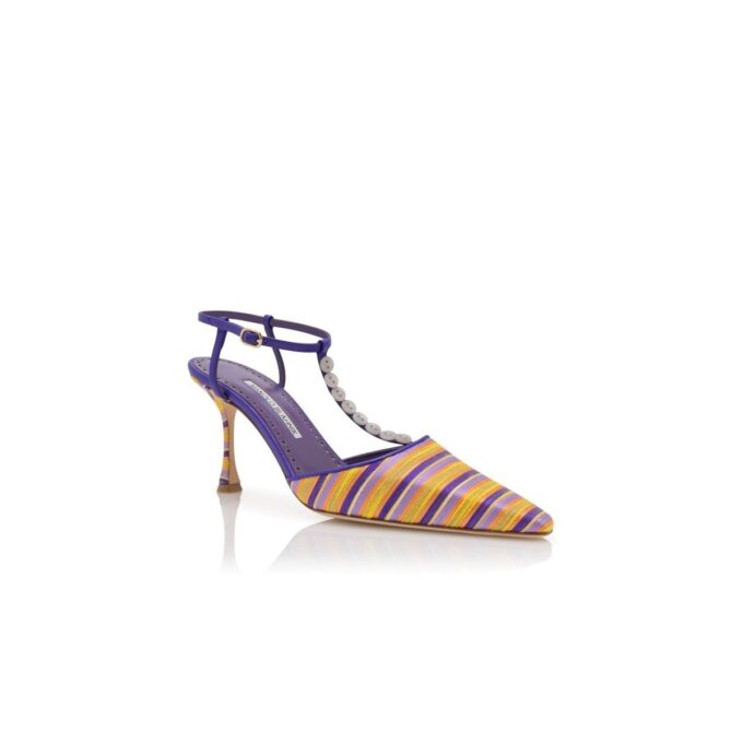 IMBO Lila och orange bomullsrandiga T-bar-Pumps IMBO Lila och orange bomullsrandiga T-bar-Pumps