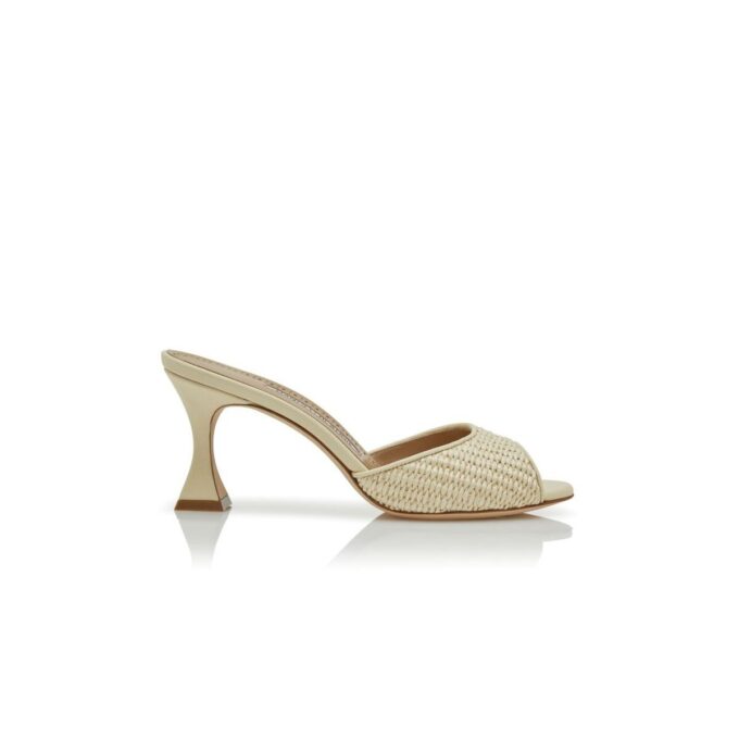 JADARA ljusbeige Mules med öppen tå i raffia JADARA ljusbeige Mules med öppen tå i raffia