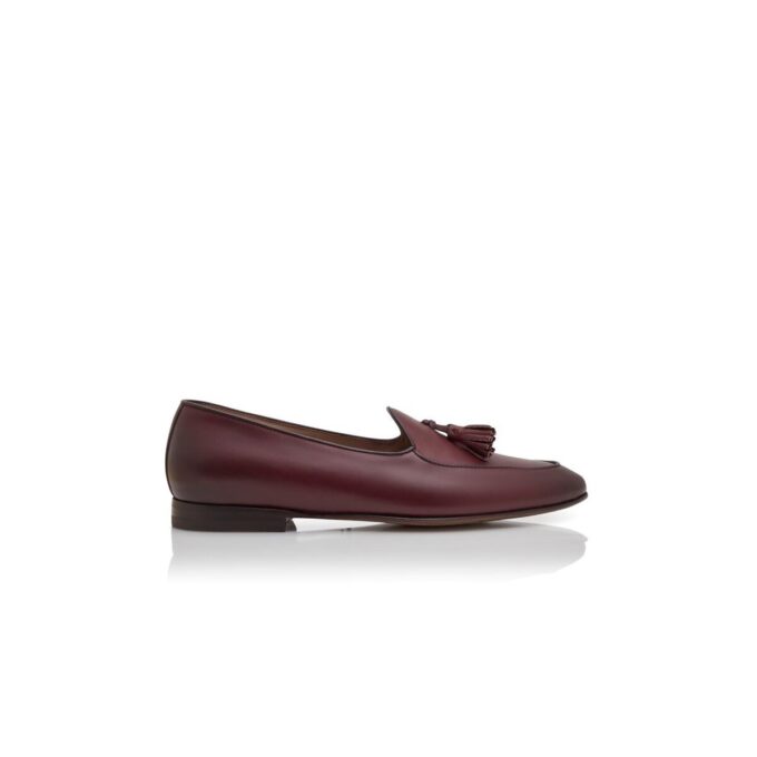 LENNOX Loafers i vinrött kalvskinn LENNOX Loafers i vinrött kalvskinn