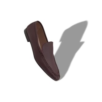 LEONDO Mörkröda loafers i kalvskinn
