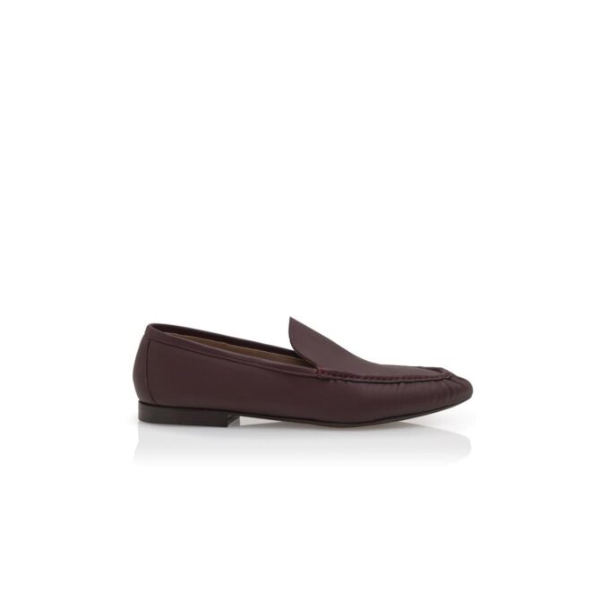 LEONDO Mörkröda loafers i kalvskinn LEONDO Mörkröda loafers i kalvskinn