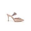 Lurum Ljusbeige mules i satin med kristallprydnader Lurum Ljusbeige mules i satin med kristallprydnader