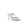 Lurum Off-White Satin Crystal Embellished Mules