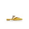 LURUMFLAT Gula platta mules i satin med kristallprydnader LURUMFLAT Gula platta mules i satin med kristallprydnader