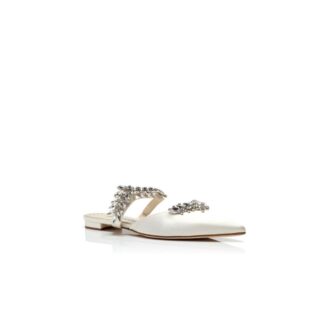 LURUMFLAT Ljusbeige satinmules med kristallprydnader LURUMFLAT Ljusbeige satinmules med kristallprydnader