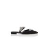 LURUMFLAT Svarta platta mules i satin med kristallprydnader LURUMFLAT Svarta platta mules i satin med kristallprydnader