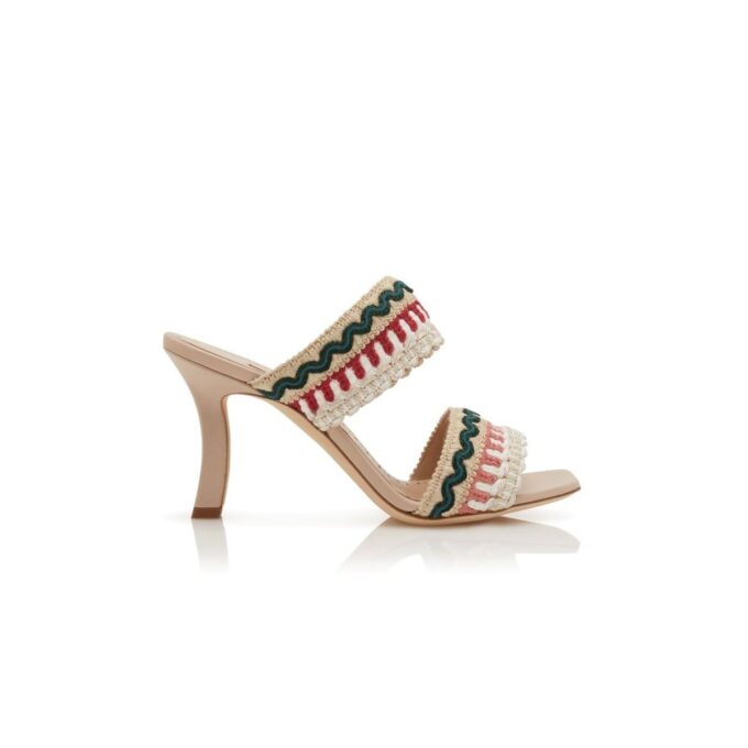 MABECOMU Mules i ljusbeige nappaläder med stickade detaljer