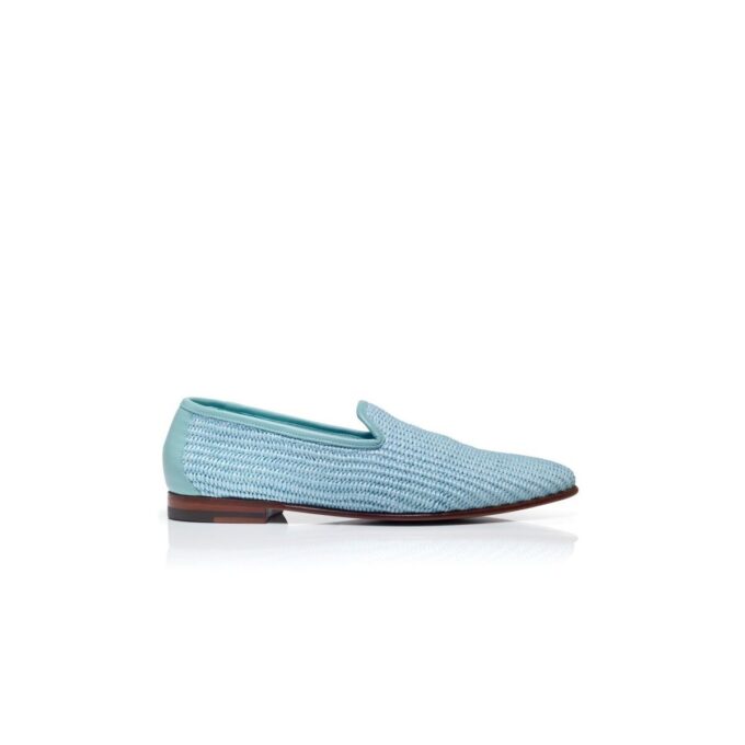 MARIO ljusblå Loafers i raffia