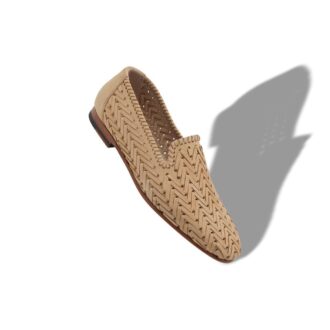 MARIO Ljusbruna loafers i vävd nubuck